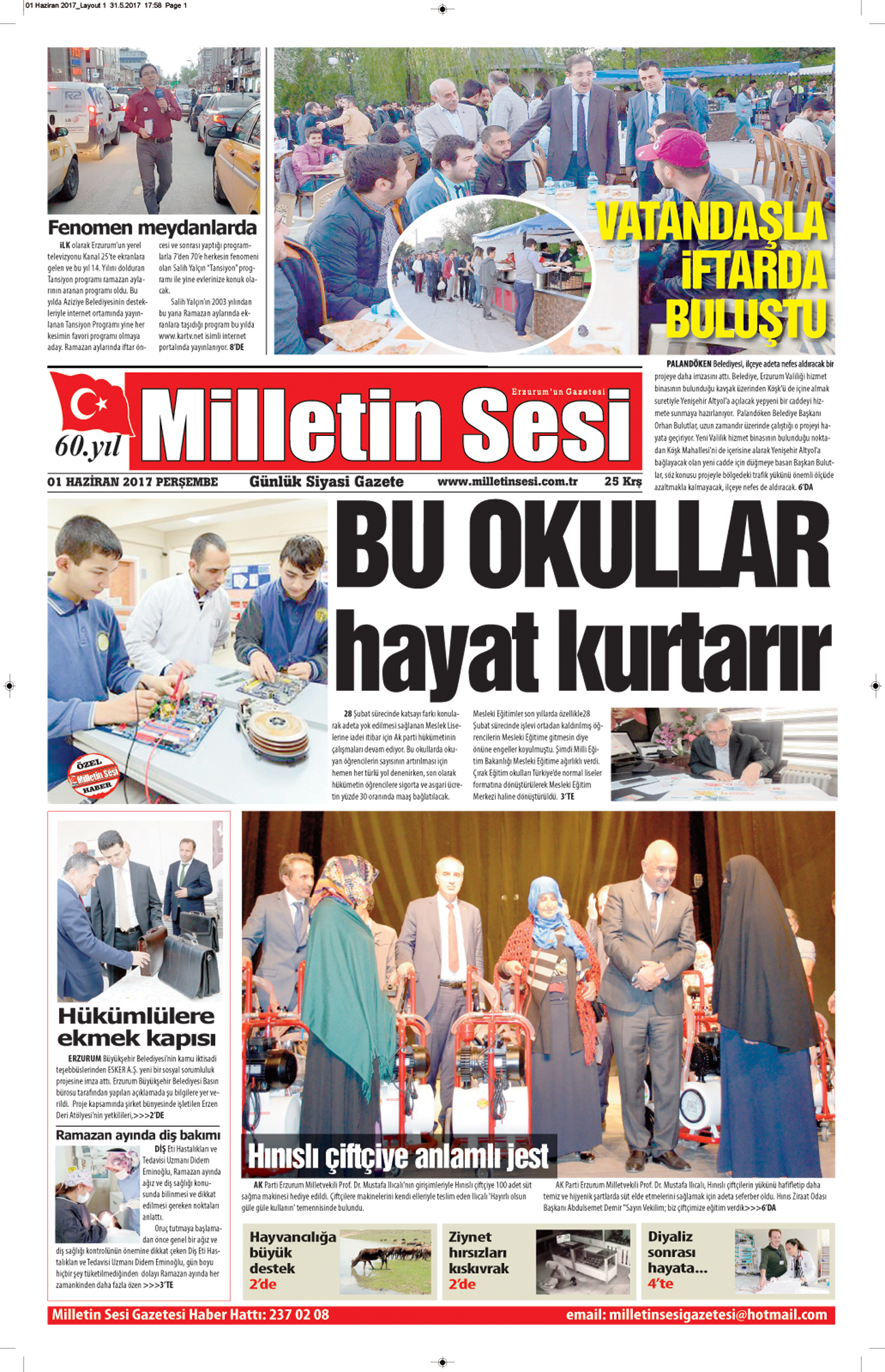 01 Haziran 2017 Milletin Sesi Gazetesi