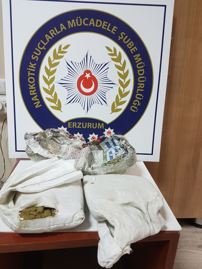 Erzurum’da 1 kilo 32 gram esrar ele geçirildi